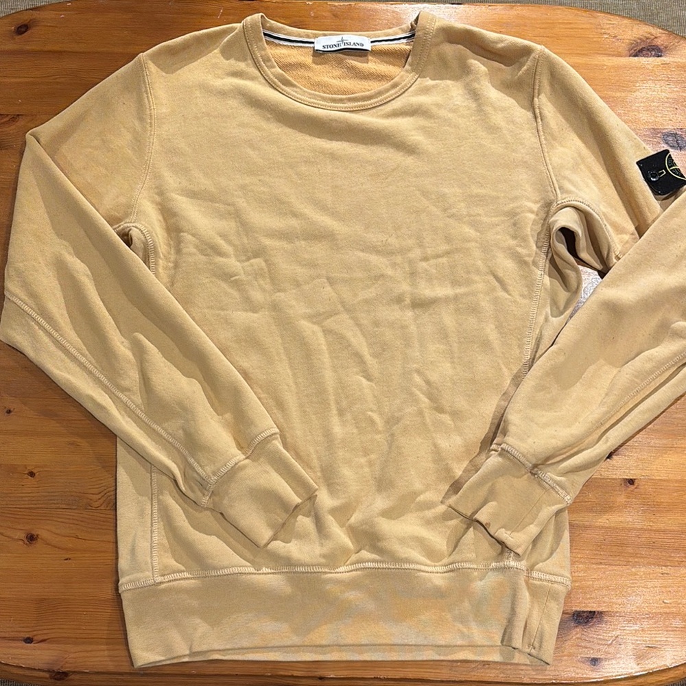 Stone Island Yellow Crewneck Sweater Soft Knit Relaxed Fit